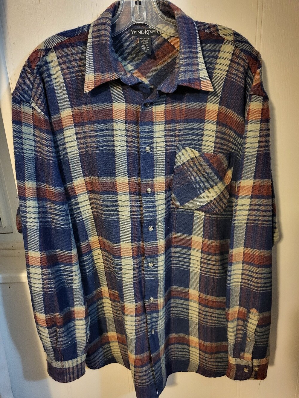 Wind River Blue Plaid Button-Up Shirt Sz 44